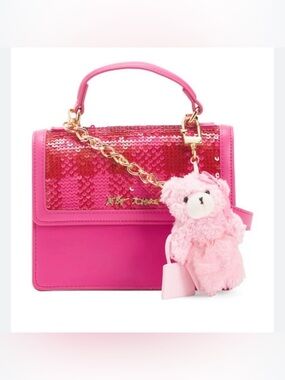 Betsey Johnson Xomylo2 pink sequin crossbody purse BNWT
